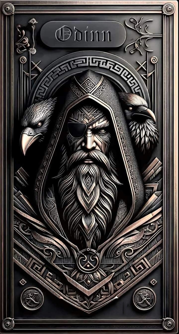 Der einäugige Odin mit seinen Raben, Widersacher des Teut und Herrscher über die Erde. Quelle Pinterest